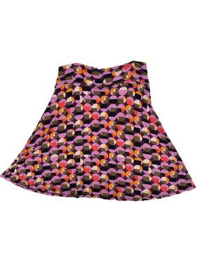 Salaam Womens Multicolor Circle Print A-Line Skirt Knit Rayon Blend M